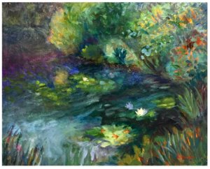 oil painting, north carolina, lily pads, pond, water, nature, Lisa Blackshear, art